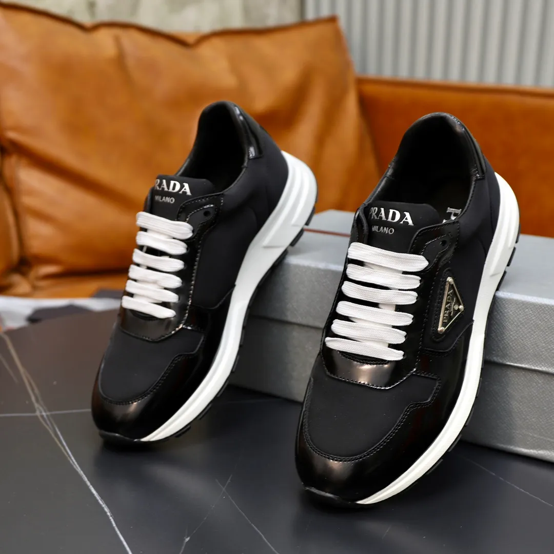 Men's shoes 💰600💰🙅‍♂️🙅‍♂️🙅‍♂️ [PRADA] Prada - High-end quality original order - Upper: Nappa calfskin, tumbled calfskin spliced stretch cloth surface, tongue high frequency brand logo - Lining: water-dyed cowhide - Outsole: ultra-light TPU foam rubber; two-color molded outsole -Ultra-high quality control and fine workmanship: outstanding (high-end, extravagance, grade) -Size: 38-44 (45 can be customized)